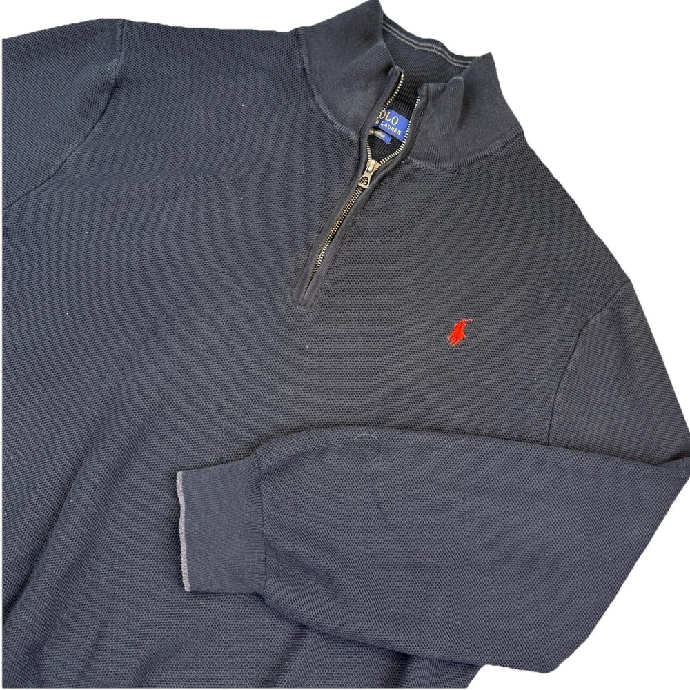 Polo Ralph Lauren Sweater Mens XXL Navy Quarter Zip Mock Neck Pullover Pony Logo